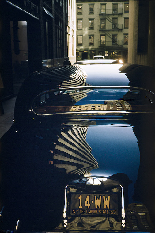 Reflection on a Jaguar, New York, 1953