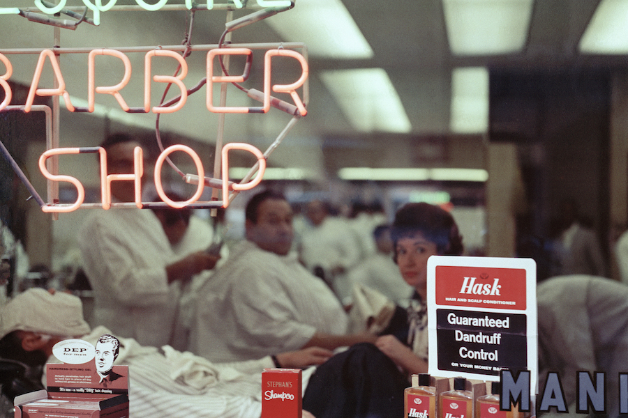 Barber shop neon, Chicago, 1966