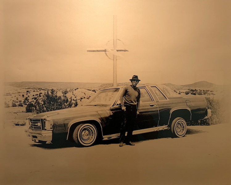 Hunter Barnes, Leroy, Espanola, Chimayo, New Mexico, 2003 (metallic gold and black lithograph)