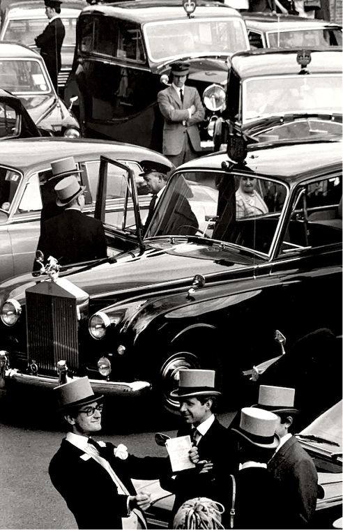 Ian Berry, Top-hatted Gentry with Their Rolls Royces and Drivers Before the Races, Ascot, England, 1975