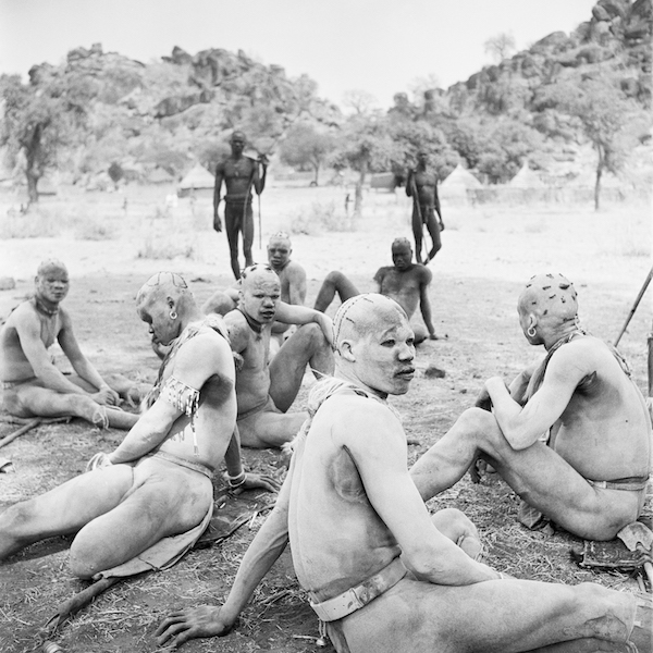 Powdered in Wood Ash, Wrestlers of the Korongo Nuba Wait to Take Part in a Match, 1949